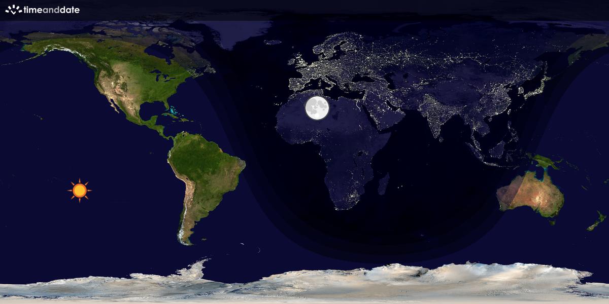 Verdenskart som viser dag og natt 