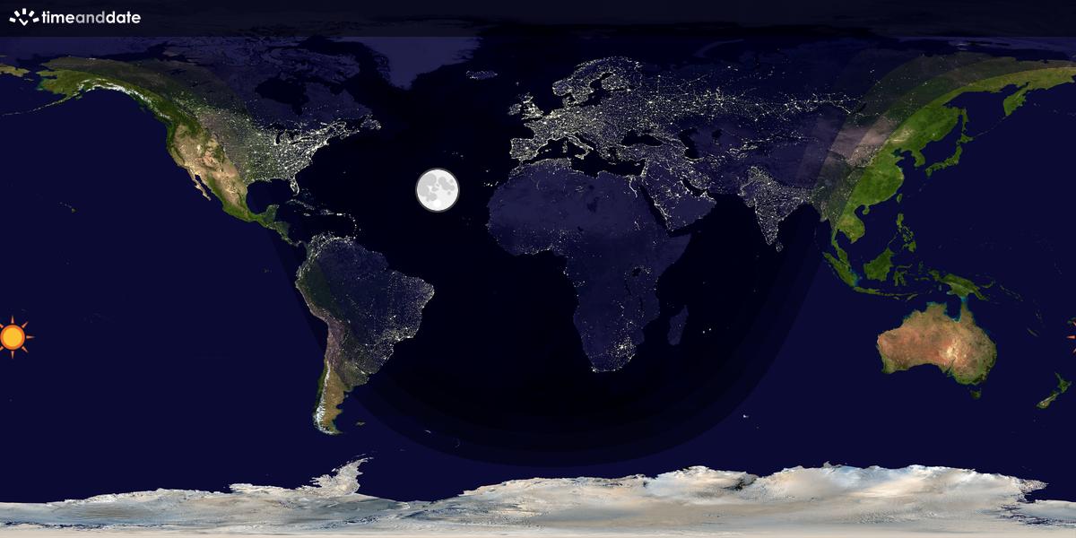 Verdenskart som viser dag og natt 