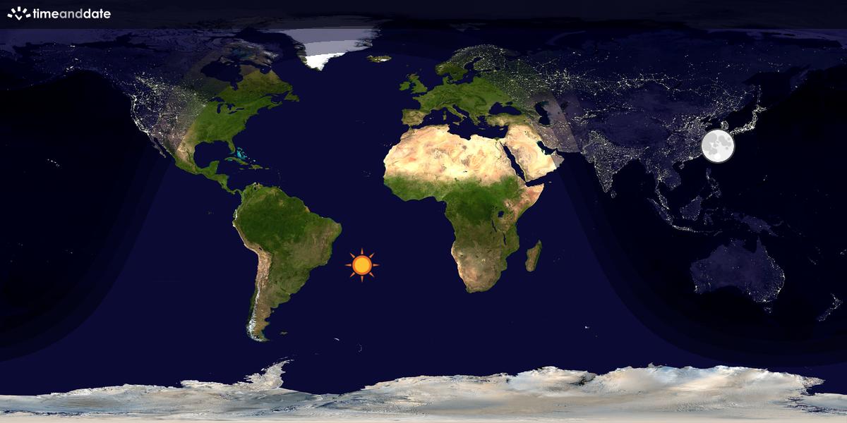 Verdenskart som viser dag og natt 