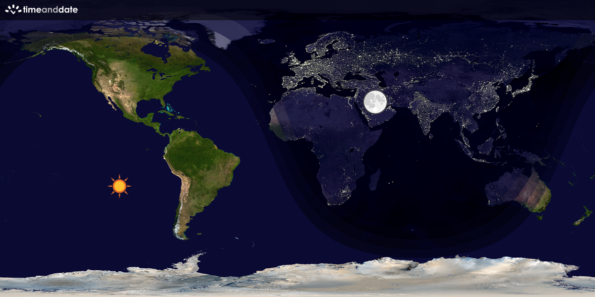 Verdenskart som viser dag og natt 