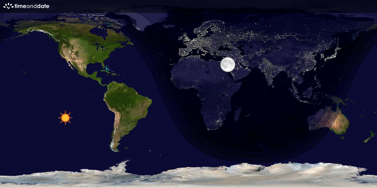 Verdenskart som viser dag og natt 