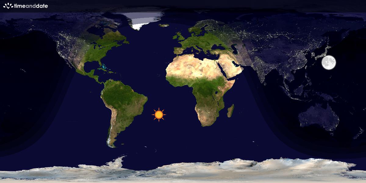 Verdenskart som viser dag og natt 