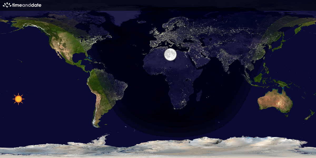 Verdenskart som viser dag og natt 