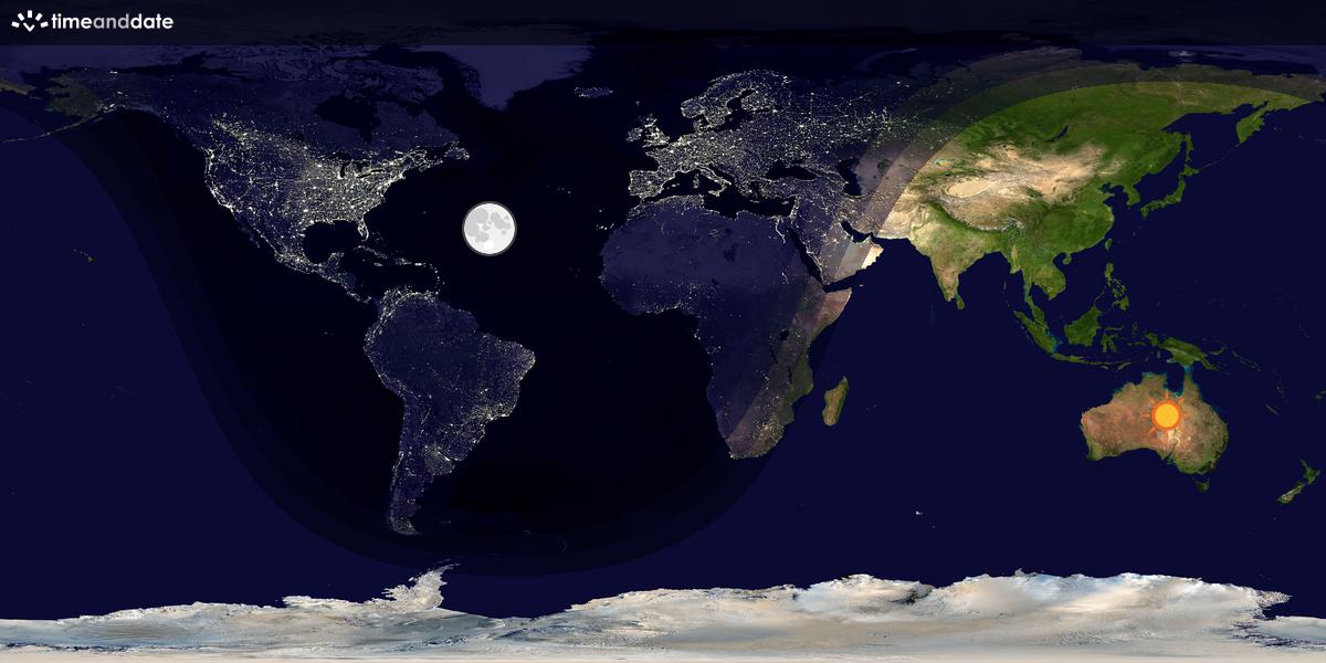 Verdenskart som viser dag og natt 