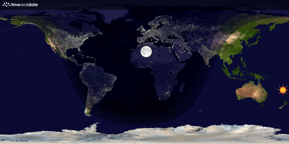 Verdenskart som viser dag og natt 