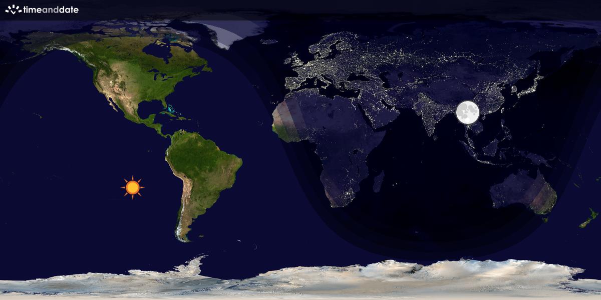 Verdenskart som viser dag og natt 