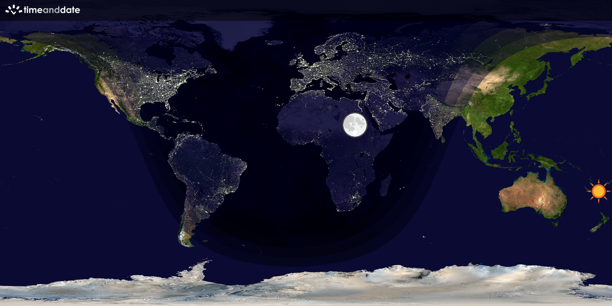 Verdenskart som viser dag og natt 