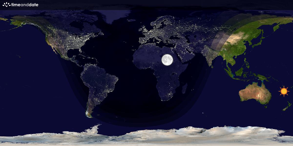 Verdenskart som viser dag og natt 