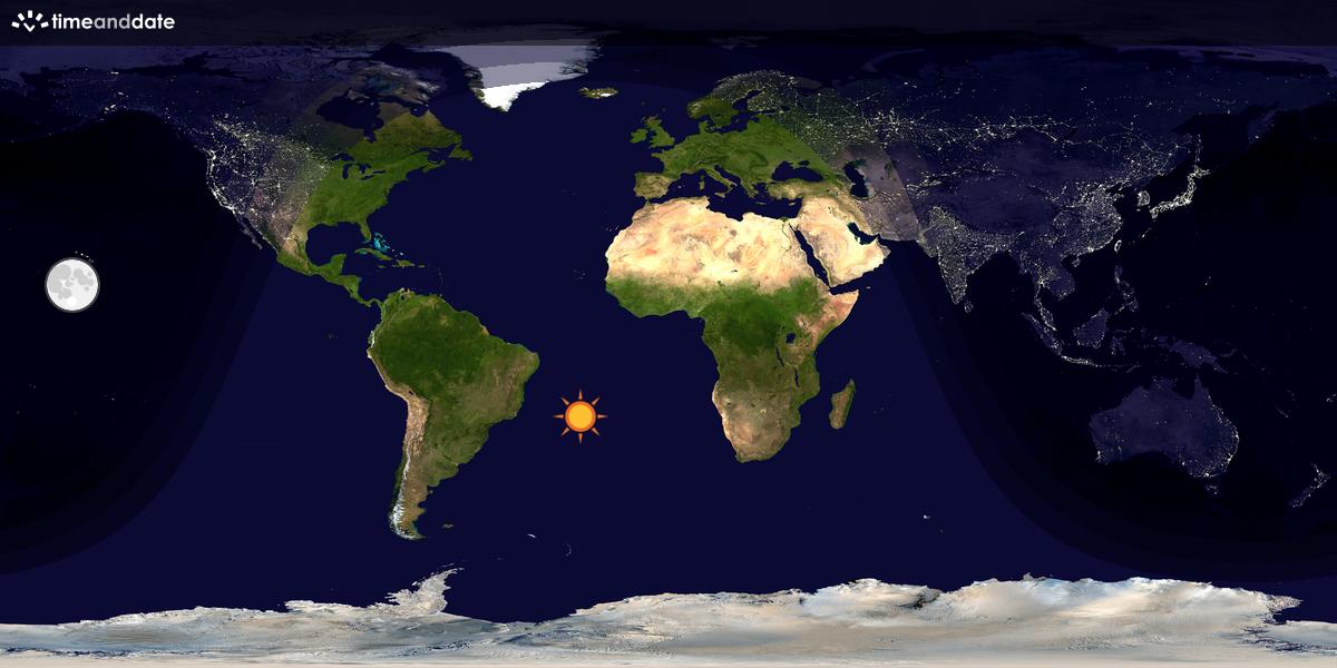 Verdenskart som viser dag og natt 