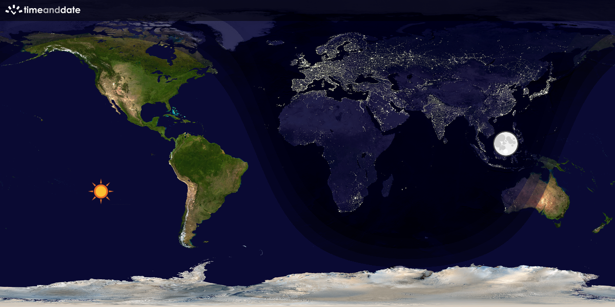 Verdenskart som viser dag og natt 