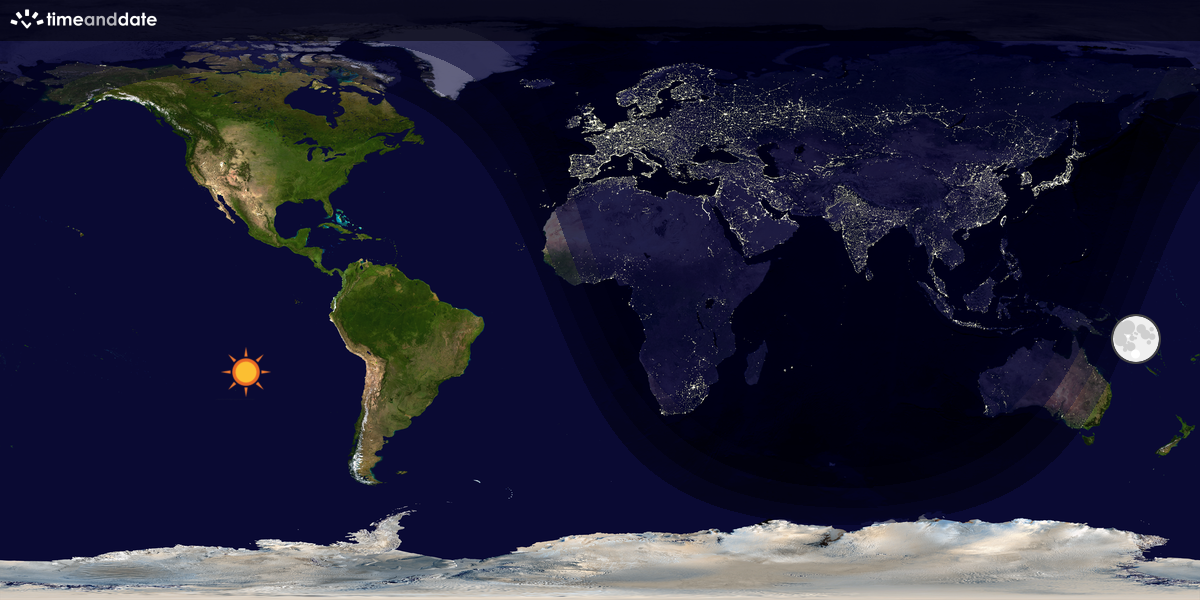 Verdenskart som viser dag og natt 