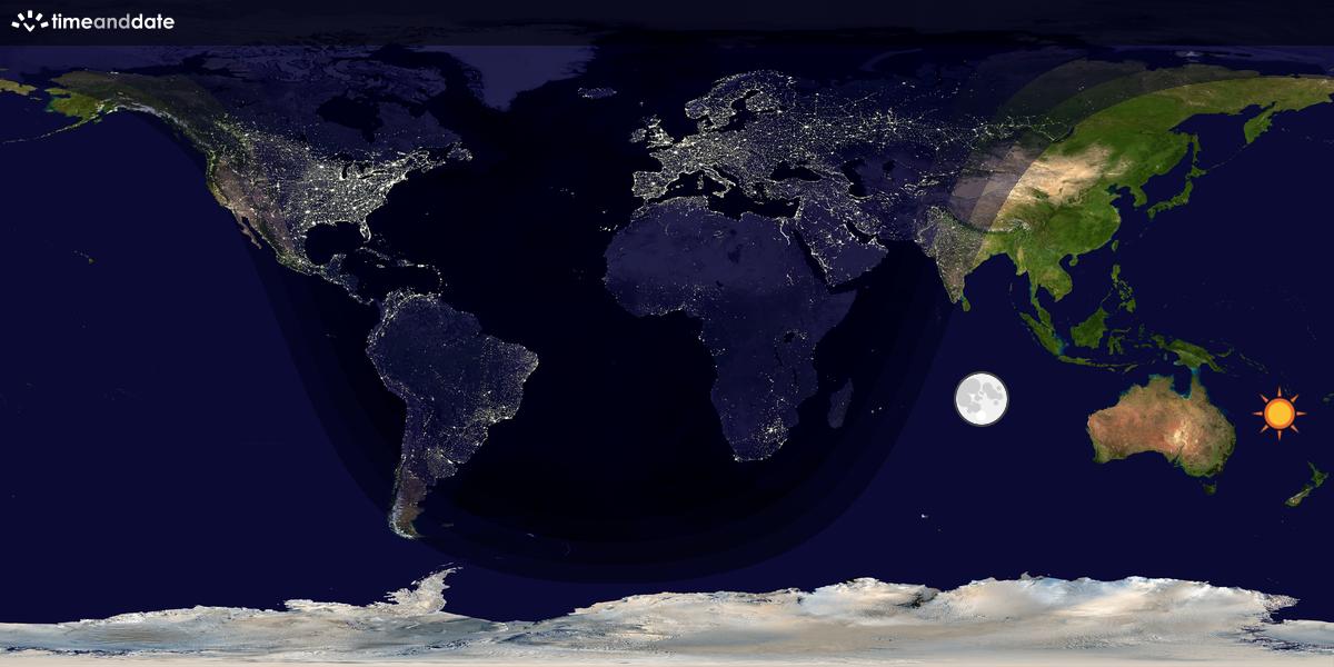 Verdenskart som viser dag og natt 