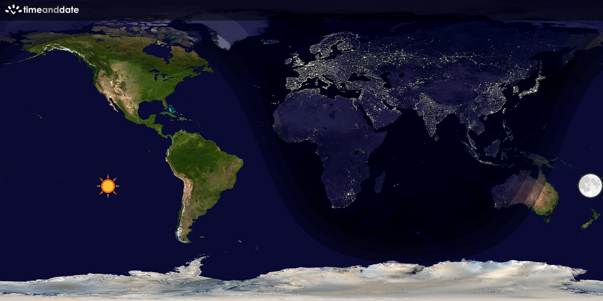 Verdenskart som viser dag og natt 