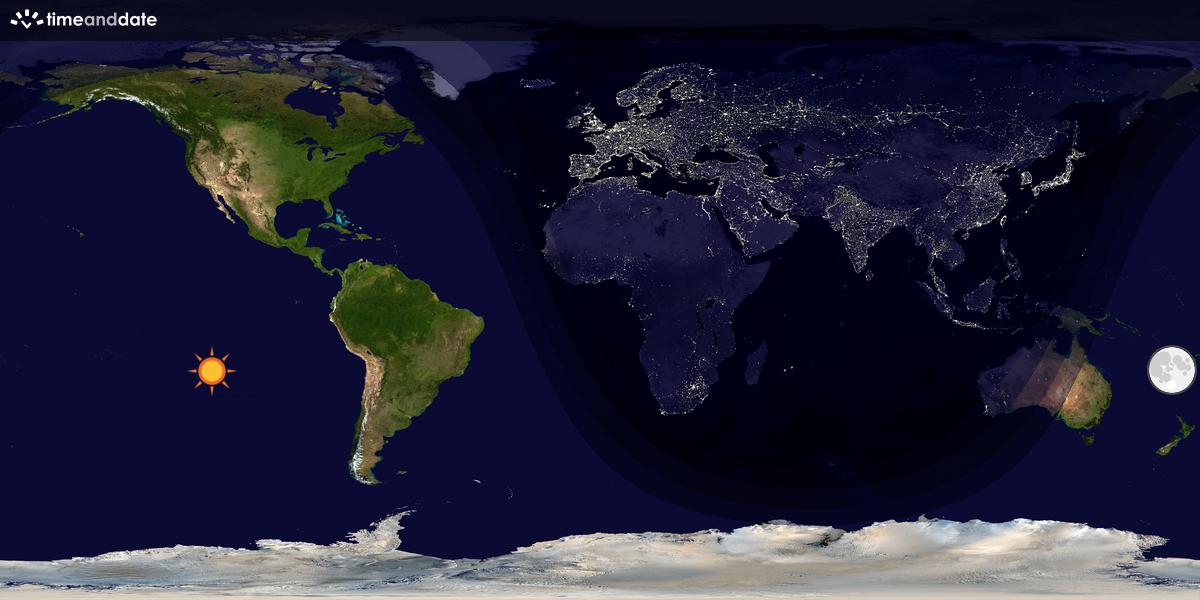 Verdenskart som viser dag og natt 