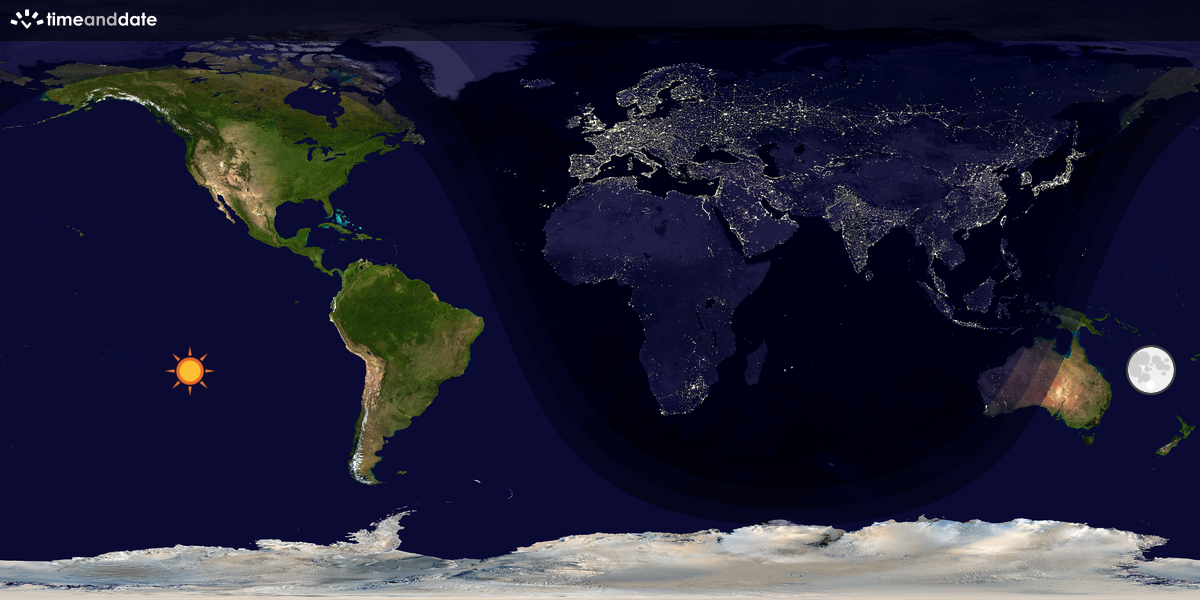 Verdenskart som viser dag og natt 
