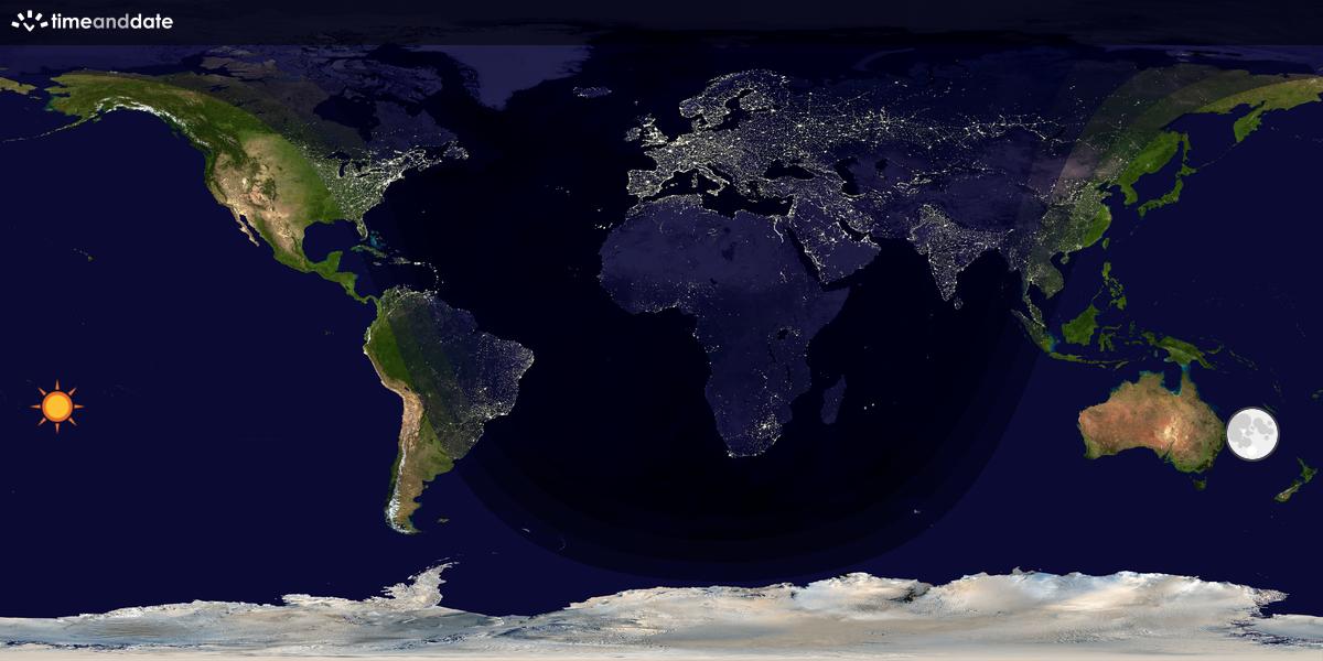 Verdenskart som viser dag og natt 