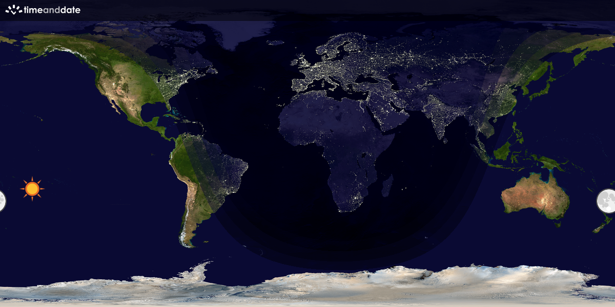 Verdenskart som viser dag og natt 