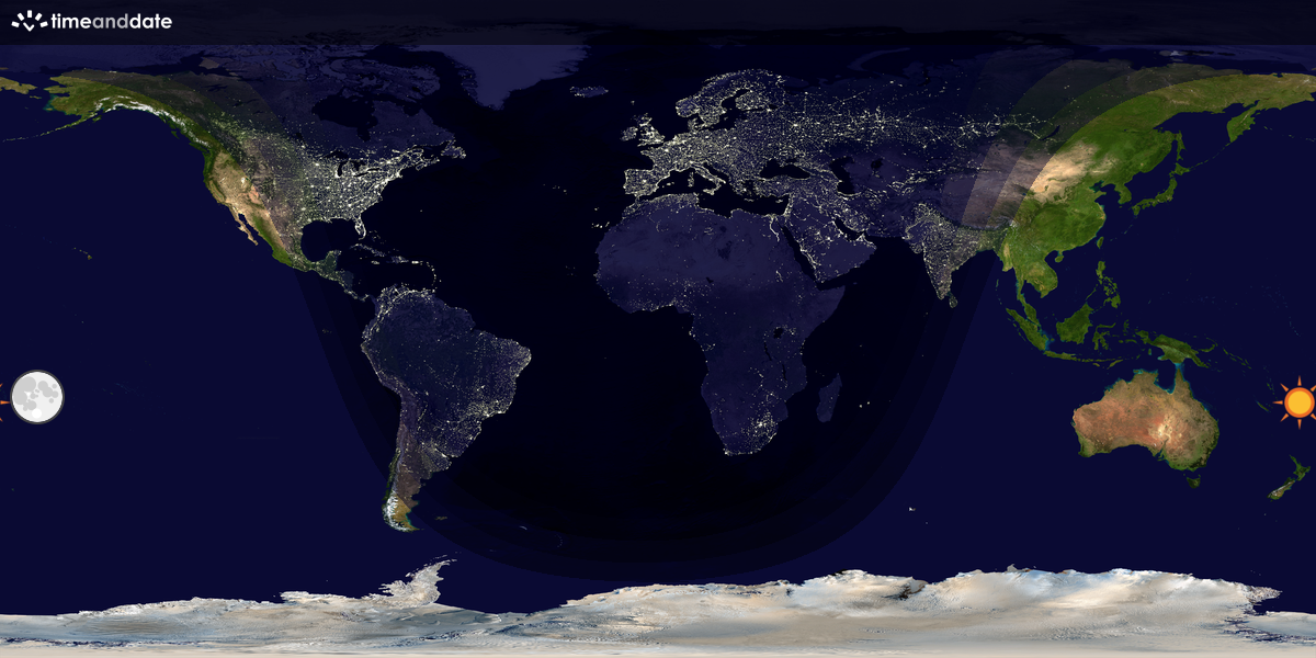 Verdenskart som viser dag og natt 