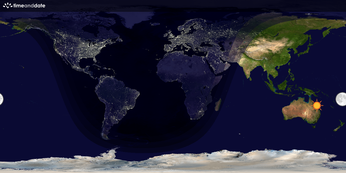 Verdenskart som viser dag og natt 