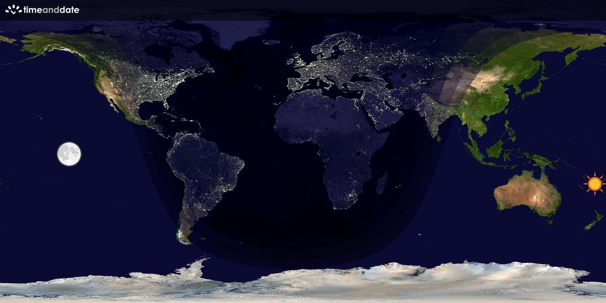 Verdenskart som viser dag og natt 