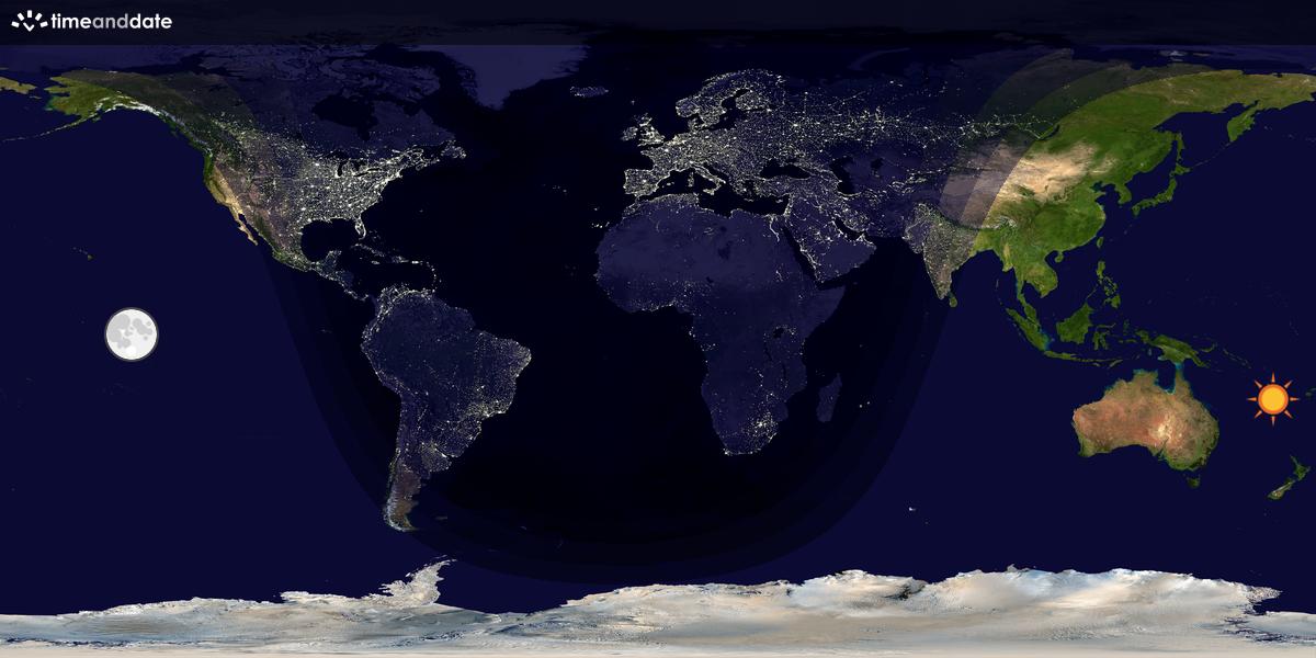 Verdenskart som viser dag og natt 