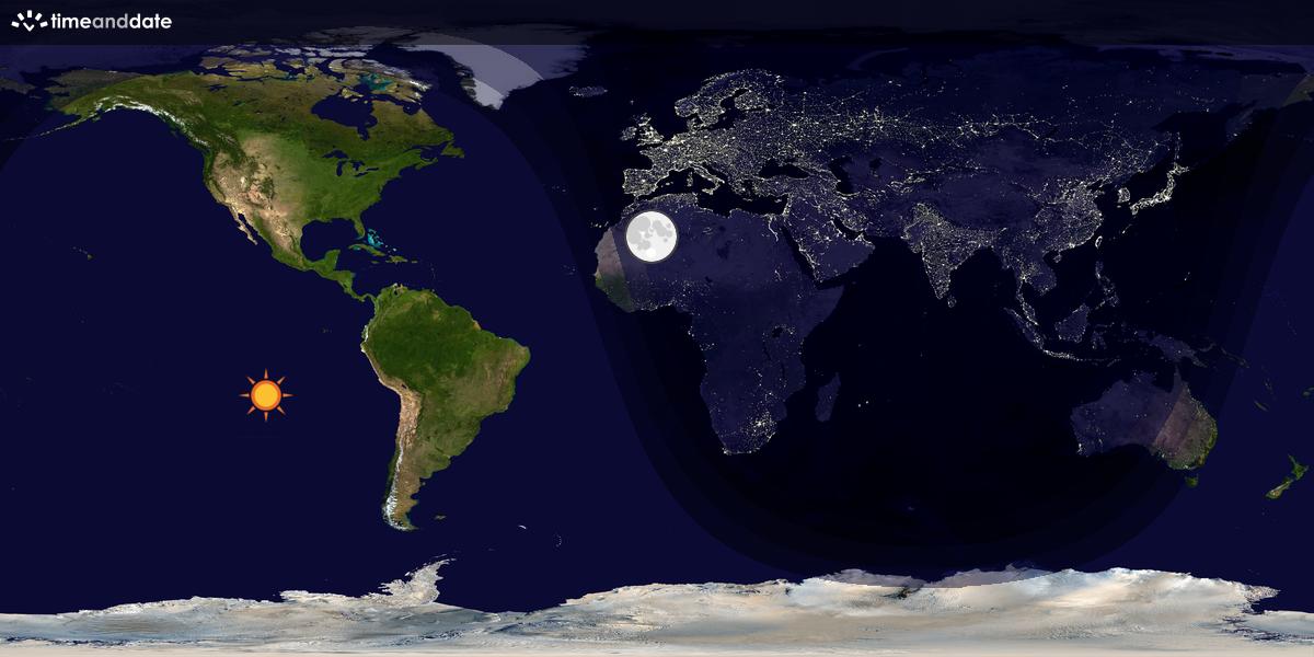 Verdenskart som viser dag og natt 