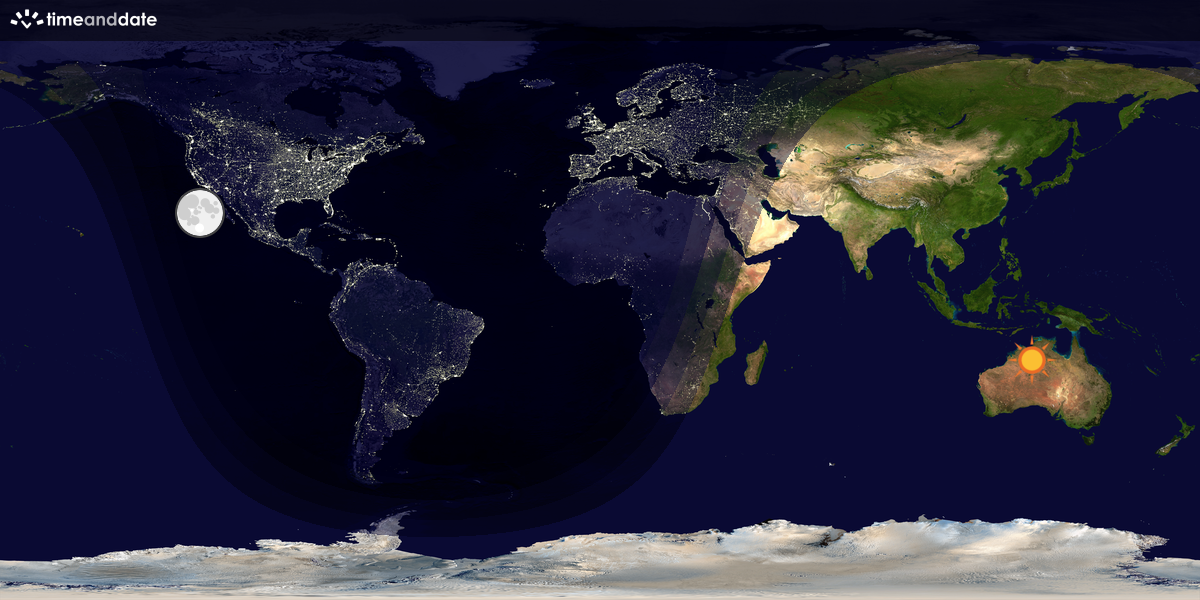 Verdenskart som viser dag og natt 