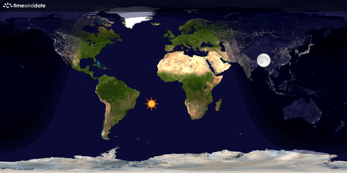 Verdenskart som viser dag og natt 