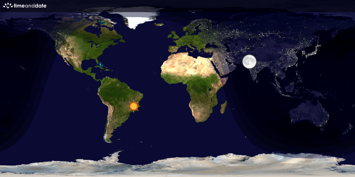 Verdenskart som viser dag og natt 