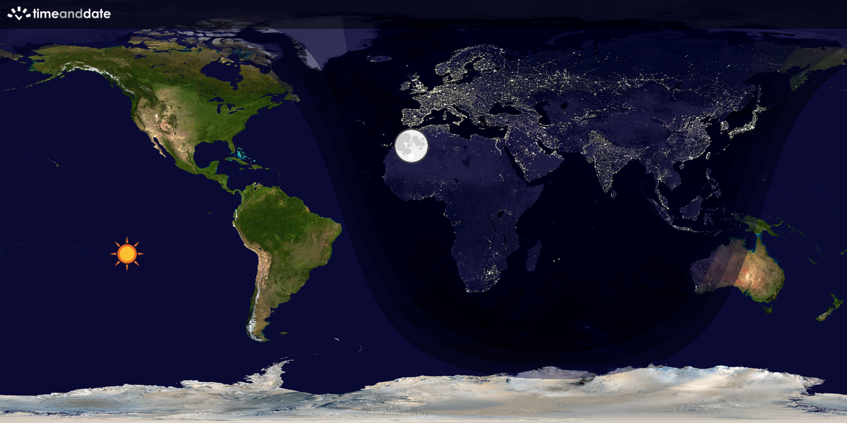 Verdenskart som viser dag og natt 
