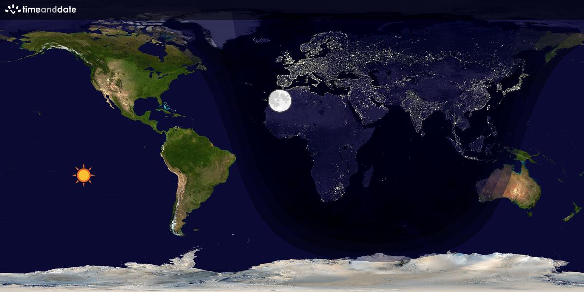 Verdenskart som viser dag og natt 