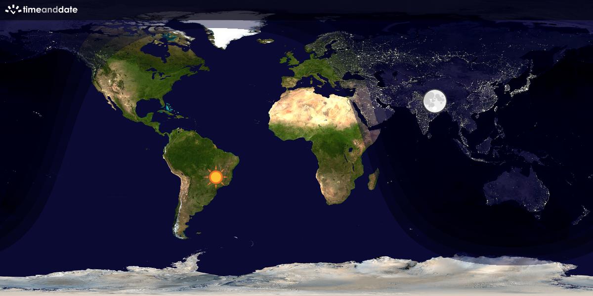 Verdenskart som viser dag og natt 