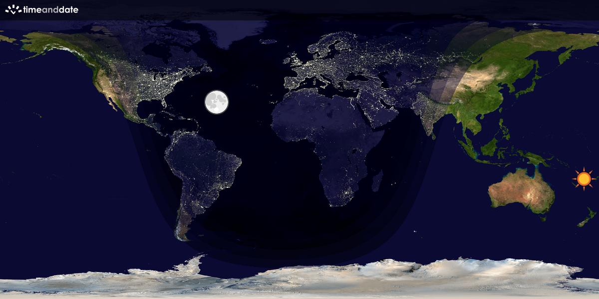 Verdenskart som viser dag og natt 