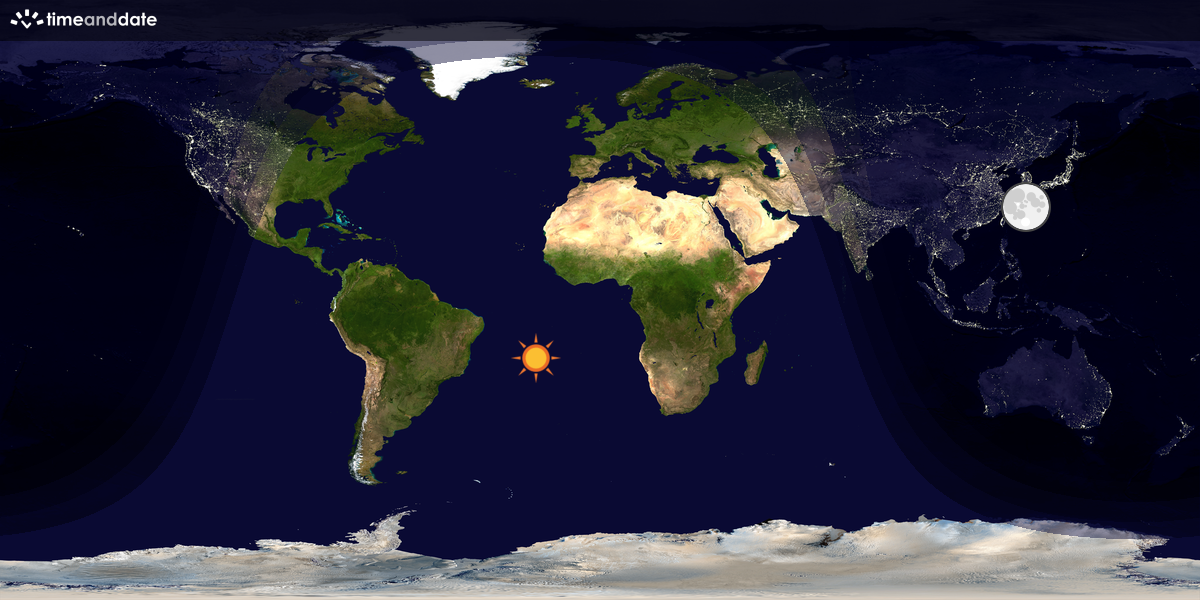 Verdenskart som viser dag og natt 