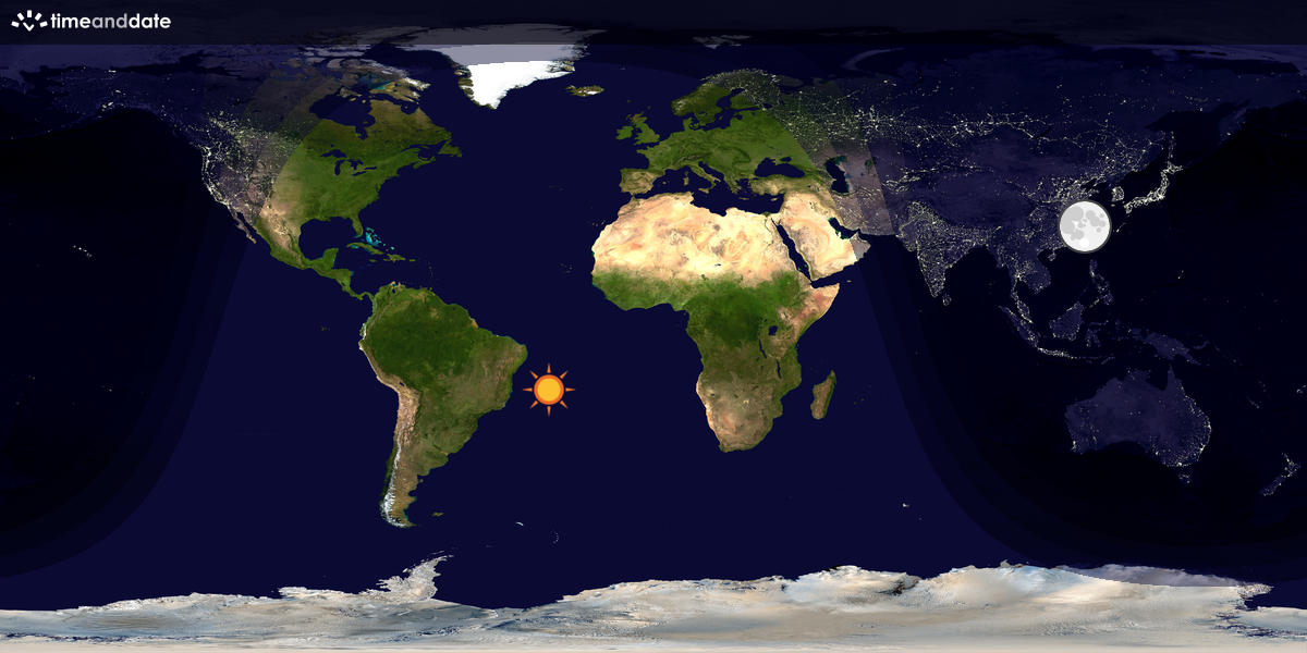 Verdenskart som viser dag og natt 