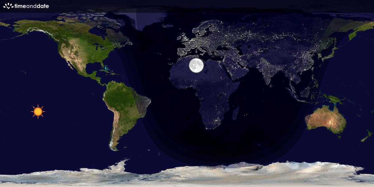 Verdenskart som viser dag og natt 