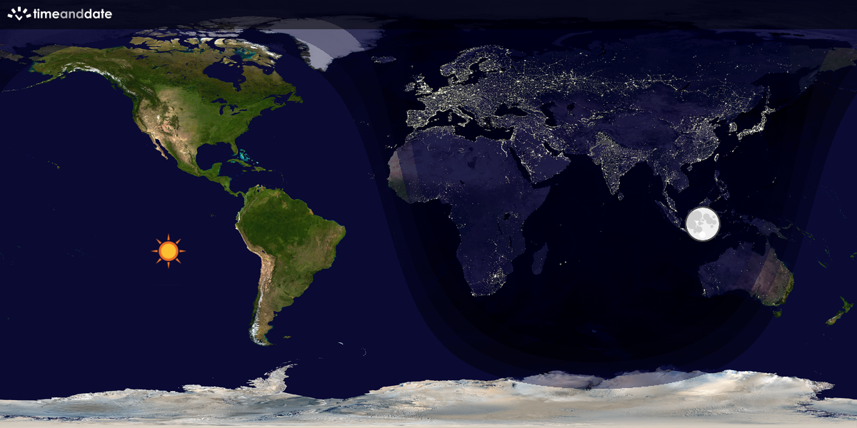 Verdenskart som viser dag og natt 