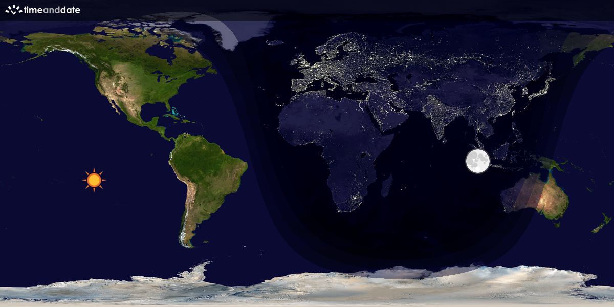 Verdenskart som viser dag og natt 