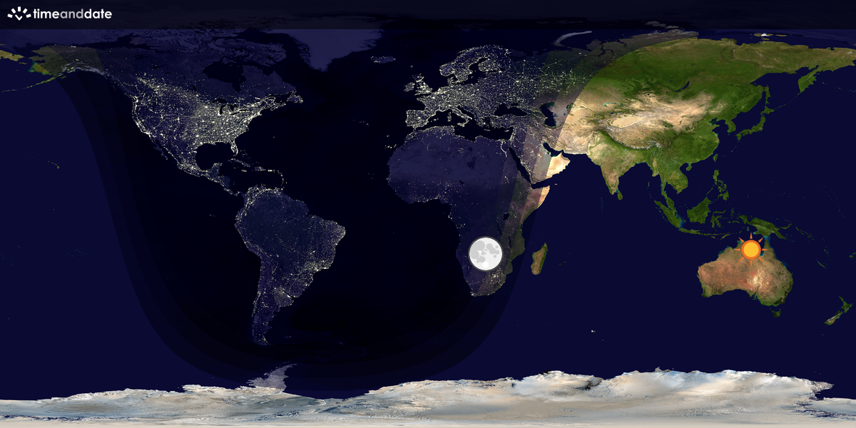 Verdenskart som viser dag og natt 