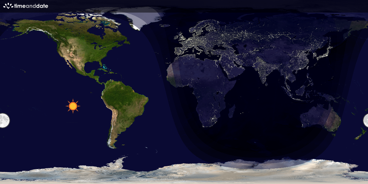 Verdenskart som viser dag og natt 