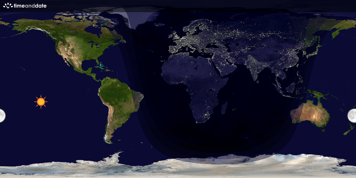 Verdenskart som viser dag og natt 