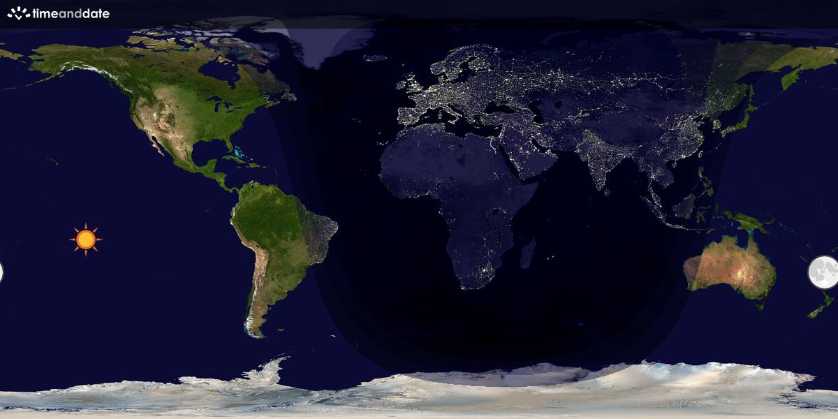 Verdenskart som viser dag og natt 