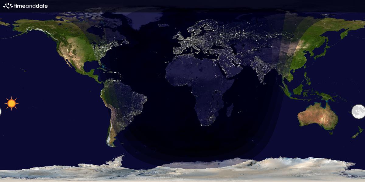 Verdenskart som viser dag og natt 