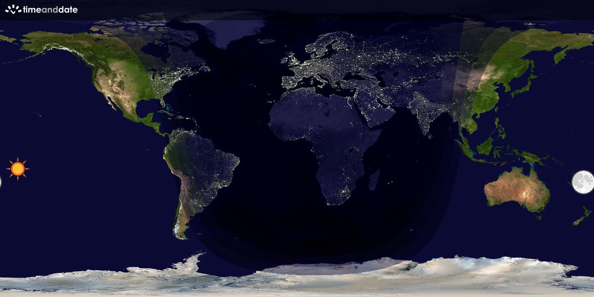 Verdenskart som viser dag og natt 