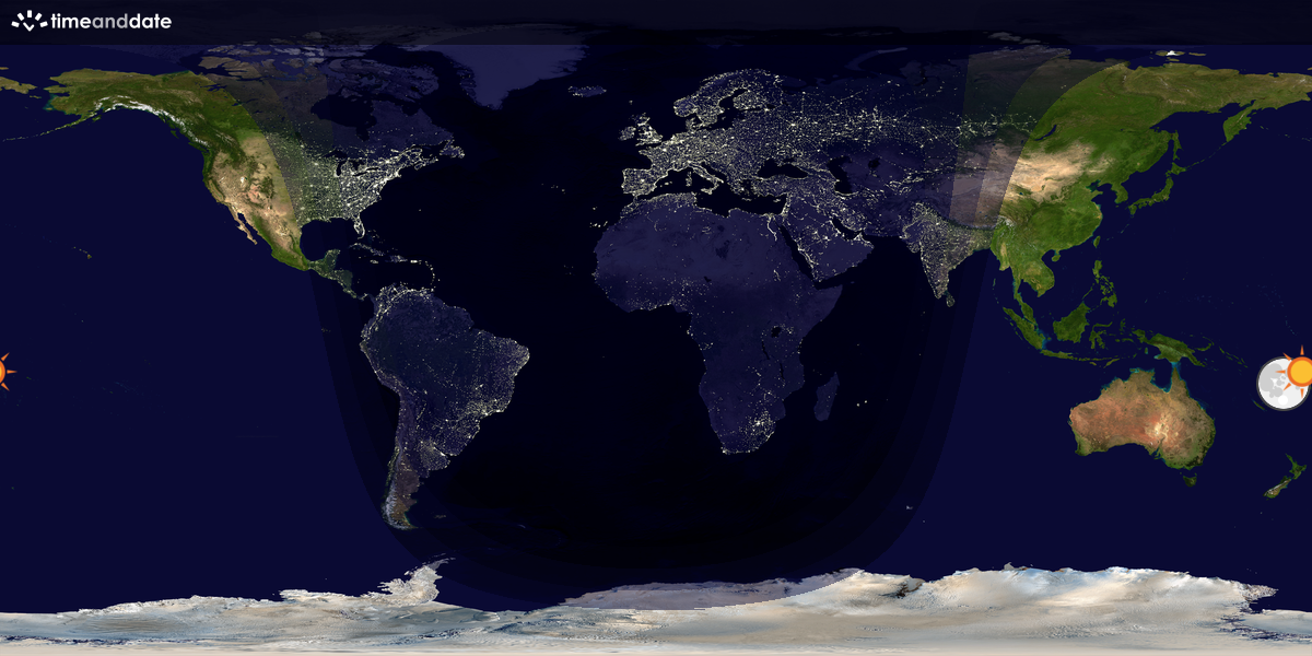 Verdenskart som viser dag og natt 