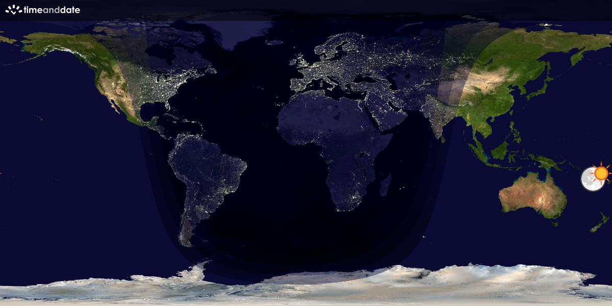 Verdenskart som viser dag og natt 