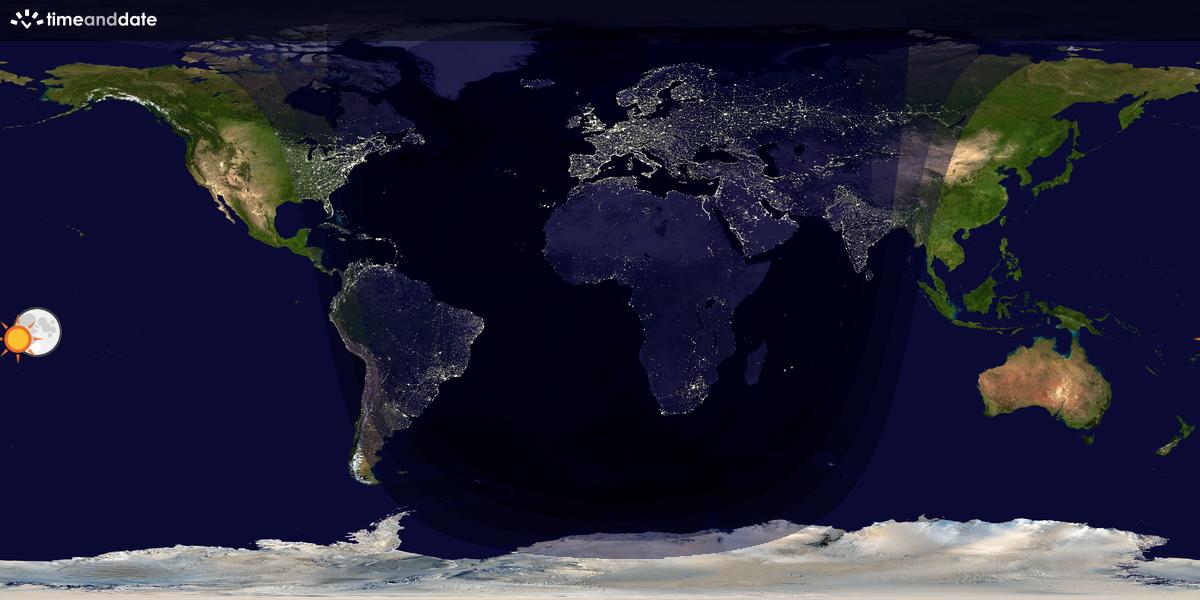 Verdenskart som viser dag og natt 