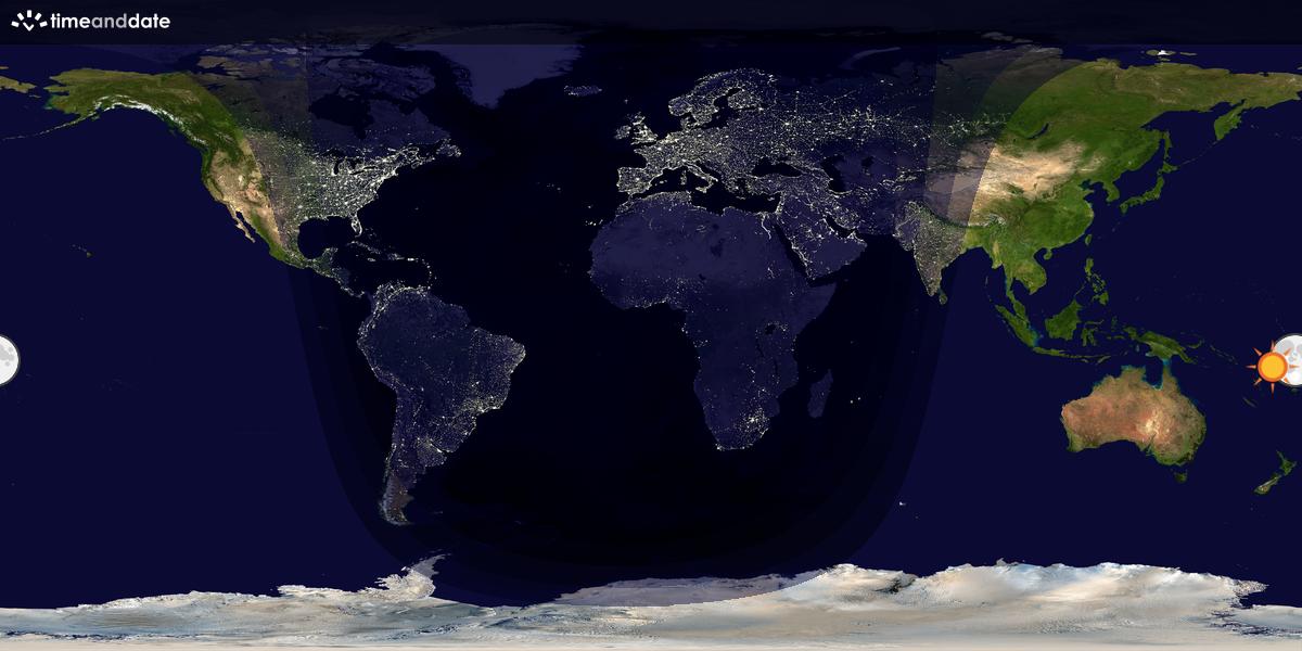 Verdenskart som viser dag og natt 