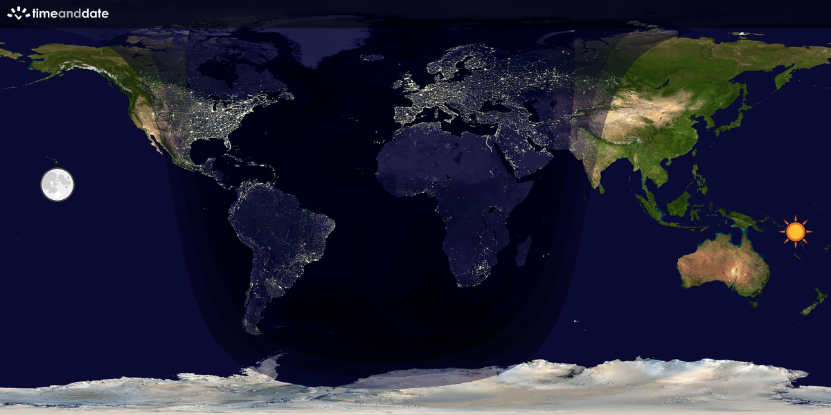 Verdenskart som viser dag og natt 