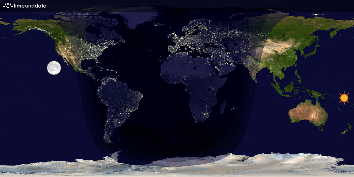 Verdenskart som viser dag og natt 
